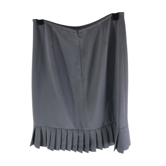 Tahari Arthur S Lavine Pencil Skirt Pleated Ruffle Lined Pinstripe Gray 6 - Picture 2 of 4